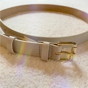 Banana Republic Ivory Leather Belt with Gold Buckle Banana Republic | Accessories | Banana Republic White  main image 3